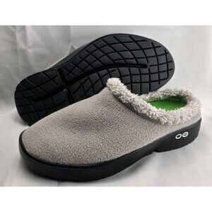 OOFOS OOcoozie Mule Shoes Mens 10 Tan Fleece Lined SlipOn Recovery Comfort Cabin